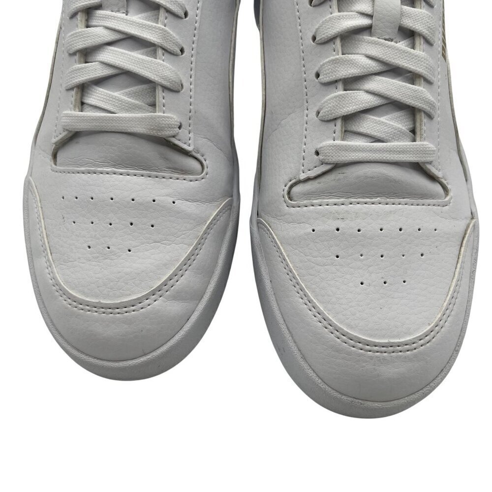 Puma Shuffle Sneaker Mens 9 Women 10.5 White Gold Logo SoftFoam Comfort Athletic - Picture 3 of 14